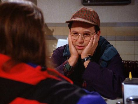 You know, I think George has a non-sexual crush on him. #Seinfeld #GeorgeCostanza #Mimbo Brown Sport Coat, Navy Sport Coat, George Costanza, Laugh Track, Larry David, Three Stooges, Street Style Blog, Wearing Glasses, Hey Dude