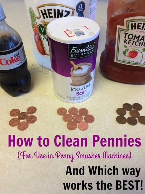 Coin Cleaning, Clean Pennies, Smashed Pennies, How To Clean Pennies, Penny Crafts, Pressed Pennies, Clean Hacks, Clean Baking Pans, Hardwood Floor Cleaner