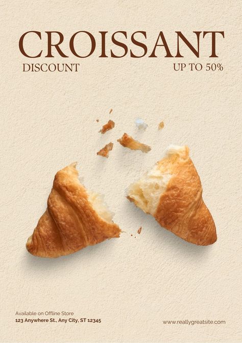 Croissant Design Ideas, Croissant Poster, Baking Poster, French Croissant, Collage Creator, Coffee Shop Branding, Instagram Feed Planner, Bakery Menu, Food Magazine