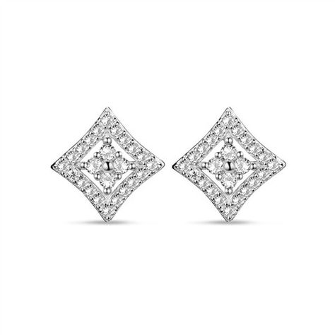 White Gold Stud Earrings, Tiaras Jewellery, Earrings Square, Diamond Shape Earrings, White Gold Earrings Studs, White Gold Studs, Helzberg Diamonds, Gold Fashion Necklace, Sparkling Diamond