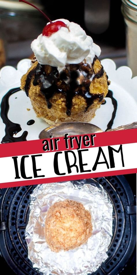 Air Fryer Ice Cream, Ice Cream Ball Recipe, Ice Cream Puffs, Fried Ice Cream Recipe, Flake Recipes, Cinnamon Cereal, Cinnamon Ice Cream, Fried Ice Cream, Air Fried Food