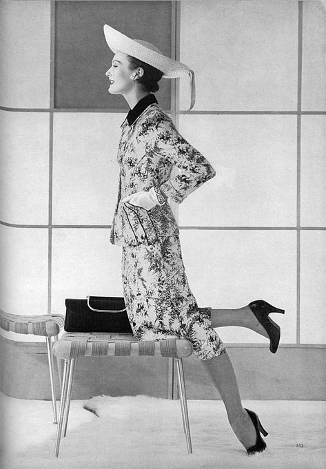 Mary Jane Russell in a suit by Lilli Annette. Photo by John Rawlings. Vogue, March 1, 1954. Jane Russell, March 1, Mary Janes, Trench Coat, Dresses With Sleeves, Long Sleeve Dress, Vogue, Long Sleeve