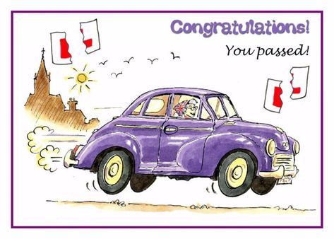 Passing Your Driving Test, Have A Great Trip, Driving Test Card, Vintage Birthday Cards, Birthday Card Template, Nurses Day, Free Ecards, Test Card, Vintage Birthday