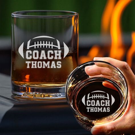 Football Coach Engraved Whiskey Glass, Custom Name Whiskey Glass, Football Coach Rocks Glass, Football Coach Gift, Football Gift Idea Whether it's Father's Day, a birthday, or any special occasion, a Custom Engraved Whiskey Glass is the perfect gift to make the moment truly unforgettable. Surprise Dad, Grandpa, or your special guy with a one-of-a-kind keepsake that captures a cherished memory or a funny moment they'll always remember. Celebrate the special men in your life with a gift that's as unique and special as they are. About this item: - Capacity: 10.25 oz - Material : Premium Glass - Dishwasher safe - Made in the USA * HIGH - QUALITY LASER - ENGRAVED WHISKEY GLASS * HOW TO ORDER: 1. Enter the custom. 2. Click "Add to Cart". 3. Enter shipping, billing information and check it out. D Football Coach Gift Ideas Diy, Football Coaches Gift Ideas, Team Mom Gifts Football, Football Coach Gift Ideas, Coach Gift Ideas, Football Fundraiser, Football Player Gifts, Team Mom Gifts, Football Team Gifts