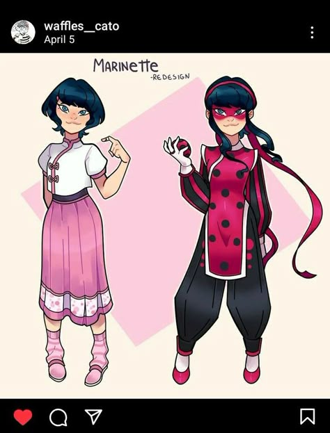 Ladybug And Cat Noir Redesign, How To Draw Miraculous Characters, Miraculous Ladybug Concept Art, Miraculous Ladybug Outfits, Cat Miraculous Oc, Miraculous Ladybug Redesign, Marinette Redesign, Miraculous Redesign, Butterfly Miraculous