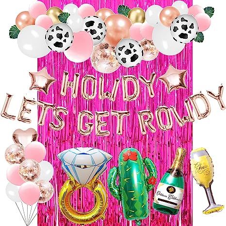 Lets Get Rowdy Bachelorette Party, Bach Party Theme, Country Themed Bachelorette Party, Engagement Balloons, Bach Weekend, Themed Bachelorette Party, Themed Bachelorette, Bachelorette Decorations, Bachelorette Party Games