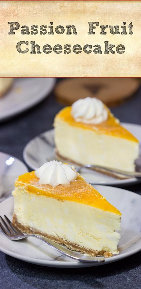 Passion Fruit Cheesecake | Loaded with tropical flavor! Passion Fruit Cheesecake, Passion Fruit Sorbet, Passionfruit Cheesecake, Fruit Cheesecake, Passionfruit Recipes, Easy Gluten Free Desserts, Homemade Snickers, Cookies Bars, Refreshing Desserts