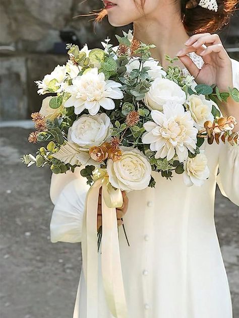 Style 2  Collar  Fabric   Embellished   Wedding & Event Costco Wedding Flowers, Bridal Bouquet Styles, Diy Wedding Bouquets, Gold Wedding Flowers, Early Spring Wedding, Neutral Wedding Flowers, Spring Wedding Bouquet, Bridal Bouquet Fall, Sage Green Wedding