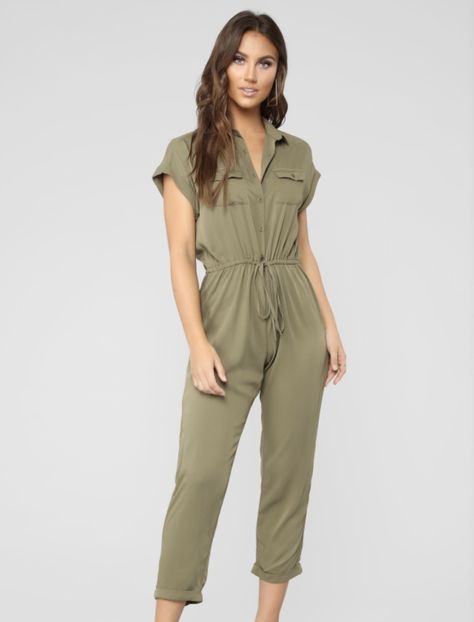 Jumpsuit Short Sleeve, Olive Jumpsuit, Jumpsuit Short, Fashion Nova Jumpsuit, Olive Shorts, Tulle Skirt Black, Start Button, Fashion Nova Outfits, Short Sleeve Jumpsuits