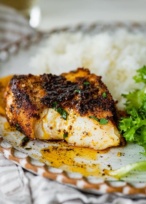 Easy Blackened Cod Recipe - CucinaByElena Black Miso Cod, Blackened Cod Fish Recipes, Whole30 Cod Recipes, Black Cod Recipe Grilled, Lin Cod Recipes, New England Cod Recipe, Cod And Pasta Recipes, Cod Meal Ideas, Seared Cod Recipes