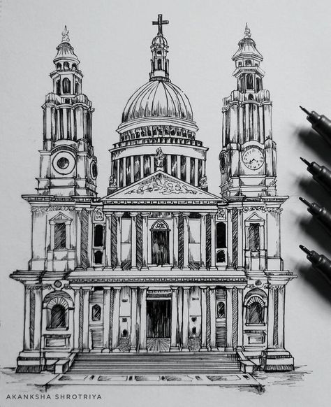 A5 Sketchbook Ideas, A5 Sketchbook Drawings, Drawing Buildings Sketch, Sketches Of Buildings, Cathedral Sketch, Cathedral Drawing, Fineliner Drawing, Sketch Book Ideas, Cathedral Art