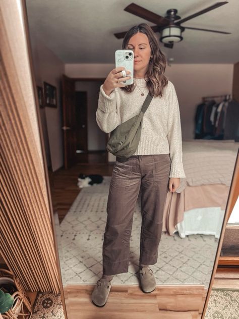 First Couple of Weeks of January Outfit Round-Up – Marissa Wears an Outfit Brown corduroy pants outfit, brown pants outfit, granola girl fit, cozy winter style, comfy outfit winter, corduroy pants outfit, grnaola fit, granola aesthetic, granola girl aesthetic, crescent bag outfit, Birkenstocks outfit, birkenstock boston outfit winter Crunchy Work Outfits, Hoka Teacher Outfit, Granola Teacher Aesthetic, Business Casual Granola, Professional Granola Outfits, Construction Women Outfit, Ll Bean Outfit Women, Comfy Cottagecore Outfits, Granola Girl Office Outfits