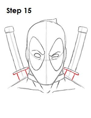 Deadpool Kawaii, Deadpool Face, Deadpool Drawing, Marvel Art Drawings, Deadpool Art, Deadpool Marvel, Cartoon Drawing Tutorial, Easy Cartoon Drawings, Dead Pool