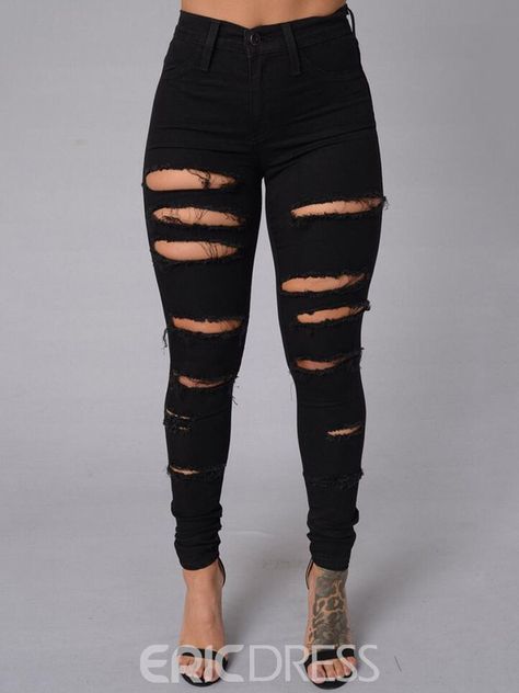 Cute Ripped Jeans, Ripped Jeggings, Superenge Jeans, Ragged Jeans, Ripped Jeans Outfit, Best Jeans For Women, Jeans Petite, Denim Pants Women, Trendy Swimwear