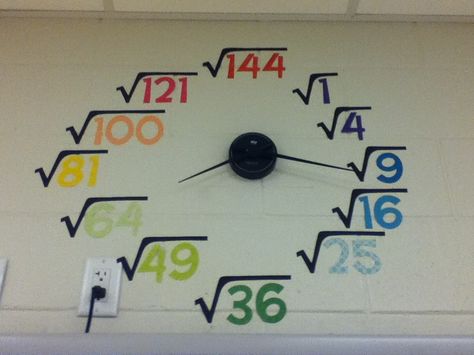 Classroom Clock Ideas, Math Projects Middle School, Maths Classroom Displays, Math Clock, Math Classroom Decor, Classroom Clock, Easy Math Activities, Math Classroom Decorations, Middle School Math Classroom