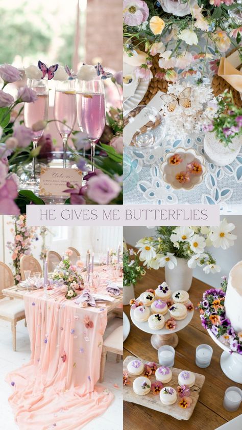 He Gave Me Butterflies Bridal Shower Theme, Romantic Garden Bridal Shower Ideas, Butterflies Shower Theme, Enchanted Bridal Shower Theme, Dreamy Bridal Shower Ideas, Butterfly Bridal Shower Decor, Butterfly Theme Bridal Party, He Gives Her Butterflies Bridal, Fairy Themed Bridal Shower Ideas