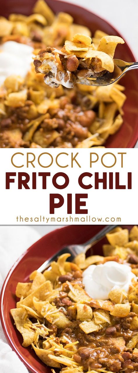 Easy Crockpot Casseroles, Frito Chili Pie Recipe, Chili Pie Recipe, Frito Chili, Frito Chili Pie, Chili Pie, Resep Pasta, Frito Pie, Crockpot Casserole