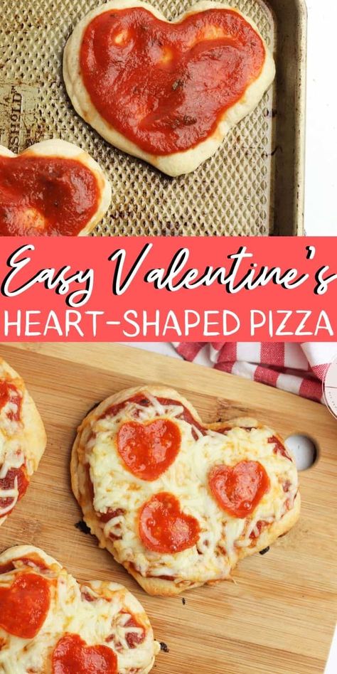 Valentine Pizza, Valentines Food Dinner, Valentines Party Food, Simple Pizza, Heart Shaped Cookie, Shaped Pizza, Heart Pizza, Shaped Food, Valentines Snacks