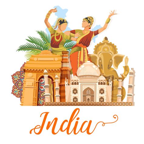 Indian travel template on white background. I love India. Vector illustration in vintage style. Indian travel template on white background. I love India. Vector vector illustration Incredible India Posters, I Love India, Travel Template, Independence Day Drawing, Harry Clarke, India Poster, Indian Travel, Indian Independence Day, Independence Day Celebration