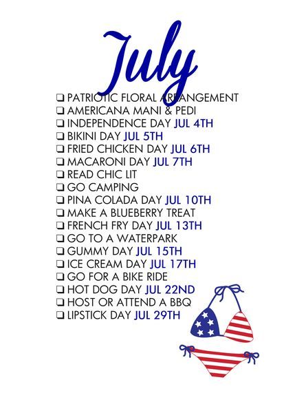 July Bucket List July To Do List, July Bucket List, Monthly Holidays, Monthly Celebration, July Calendar, Monthly Activities, Seasonal Living, Life List, Holiday Calendar