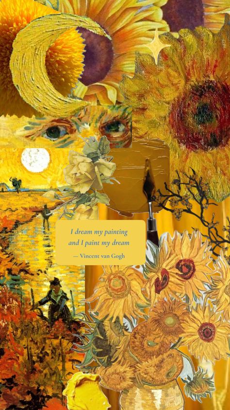 Van Gogh Aesthetic, Van Gogh Wallpaper, Starry Night Art, Fairy Wallpaper, Van Gogh Sunflowers, Arte Van Gogh, Sunflower Wallpaper, Afrocentric Art, Art Yellow