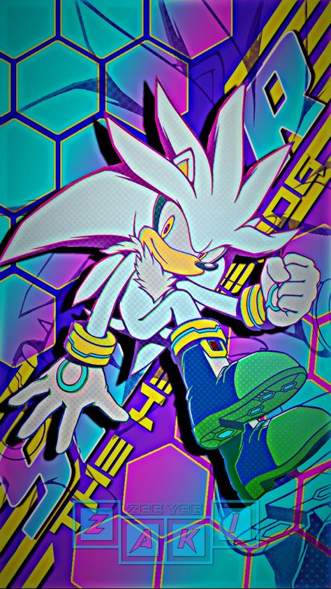 ⚠️WARNING REUPLOAD!⚠️ Respect the creator Silver The Hedgehog Wallpaper, Silver Poster, Sonic Aesthetic, Neon Colour Palette, Sonic Sonic, Silver The Hedgehog, Silver Wallpaper, Sonic Characters, Sonic Funny