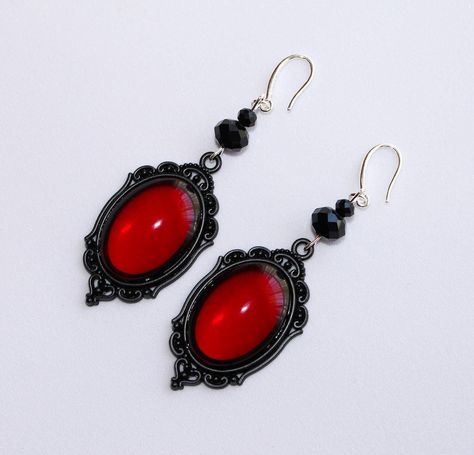 Cursed Red Glass Earrings | Spooky Jewelry, Gothic Earrings, Gothic Jewelry, Halloween, Occult Earrings, Witchy Earrings, 925 Silver Hooks Occult Earrings, Spooky Jewelry, Witchy Earrings, Earrings Gothic, Jewelry Halloween, Jewelry Gothic, Gothic Earrings, Gothic Jewelry, Glass Earrings