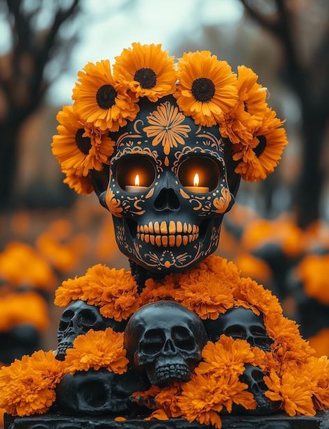 Traditional Mexican Art, Sugar Skull Images, Mexican Skull Art, Skull Artwork Illustrations, Day Of The Dead Altar, Traditional Day, Mexican Halloween, Dia De Los Muertos Decorations Ideas, Altar Ideas