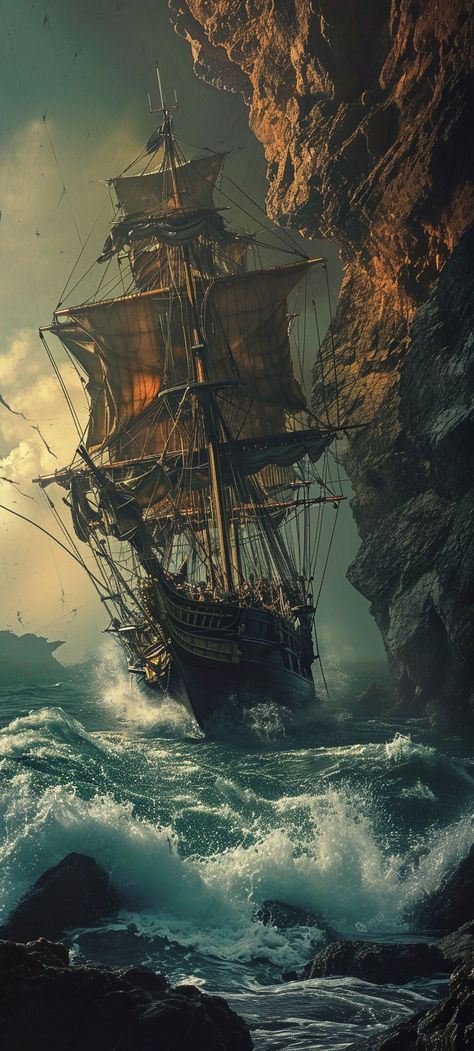 Fantasy Pirate Ship Art, Ship Wallpaper Sea, Pirate Wallpaper Aesthetic, Pirate Ship Aesthetic, Pirate Ship Wallpaper, Pirates Wallpaper, Pirates Aesthetic, Pirate Wallpaper, Pirate Shipwreck