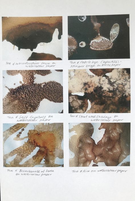 Experiments with Tea, mixed media on paper, 2006 🟤 Documentation of reactions & effects. Isolating a palet of visual effects. Art Media Experiments, What Is Fashion, Portfolio Layout, Tea Stains, Visual Effects, Body Painting, Art Sketchbook, Medium Art, Mixed Media