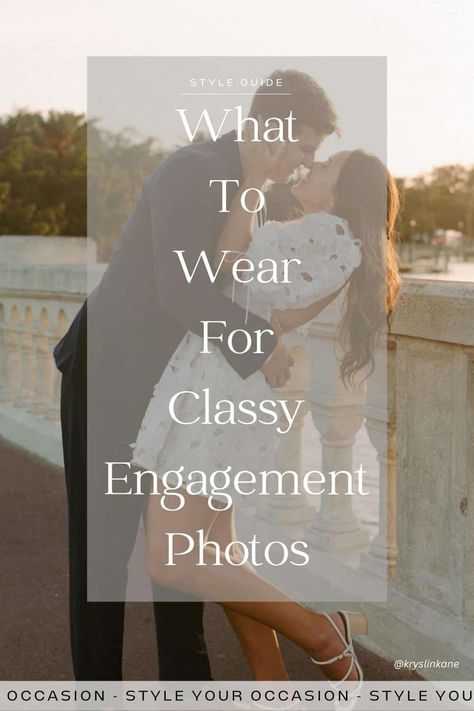 Looking for the perfect engagement photos outfits? You’ll love these looks for spring, summer, fall, and winter. Whether you need engagement photo outfits for the beach, outdoors, or the studio, there are chic, classy, dressy, and casual looks you’ll love for the bride and her beau. These couple photoshoot outfits are on-trend, modern, and perfect for your special shoot! You won’t be lost when it comes to what to wear for engagement pictures! photo cred: @KRYSLINKANE Engagement Photos Outfits Classy, Stylish Couple Classy, Engagement Picture Outfits Spring, Engagement Shoot Outfits Summer, Engagement Outfits Spring, Outfits For The Beach, Classy Engagement Pictures, Couple Photoshoot Outfits, Spring Engagement Photos Outfits