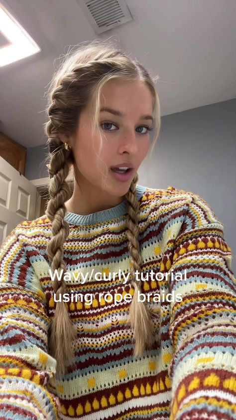 TikTok · 👸🏼 French Twist Into Braid, Rope Braids Tutorial, Curly Tutorial, Rope Braid Tutorials, French Braids Tutorial, Rope Braids, Messy Braids, Rope Braid, Braid Tutorial