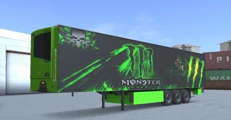 Refrigated Trailer Skin Monster - Truckers of Europe 3 Skins Skin Toe3, Truck Of Europe 3 Skin, Truckers Of Europe 3 Skin, Truk Derek, Truckers Of Europe 3, Custom Truck Parts, Bus Simulator Indonesia Livery Kerala, Bus Skin Design, 3 Moon