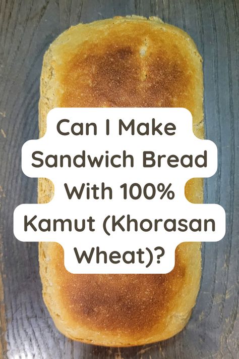 a whole loaf of Kamut bread sitting on a wooden table. Kamut Flour Bread, Kamut Sandwich Bread, Food Nanny Kamut Bread, Kamut Sourdough Starter, Khorasan Flour Recipes, Kamut Bread Machine Recipes, Kamut Rolls, Kamut Flour Recipes, Kamut Muffins