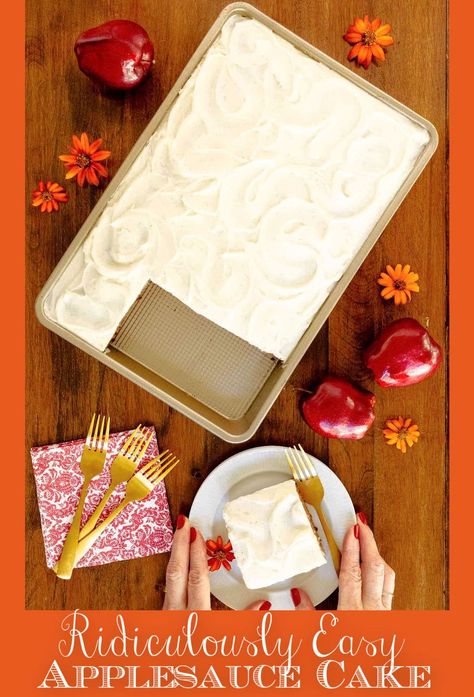 Ridiculously Easy Applesauce Cake (Sheet Pan or Layer Cake) Vanilla Bean Icing, Easy Applesauce, Fall Sweets, Cake Sheet, Pumpkin Sheet Cake, Caramel Icing, Cake Mug, Applesauce Cake, Texas Sheet Cake