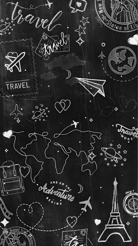 Planner Background Ideas, Travel Dark Aesthetic, Travel Wallpaper Iphone, Iphone Wallpaper Travel, Wallpaper Design Ideas, Whatsapp Background, Travel Collage, Pretty Wallpapers Tumblr, Character Artist