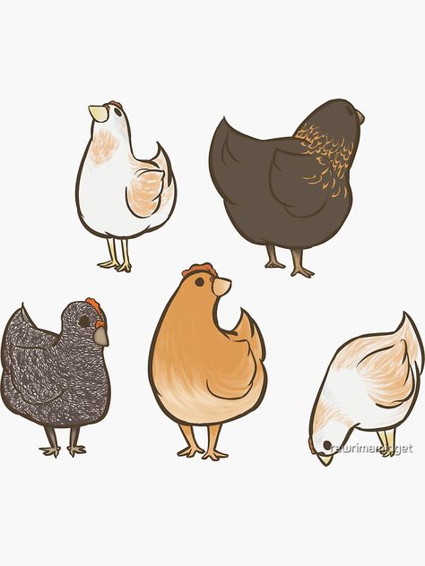 "Chicken Stickers" Sticker by rawrimamidget | Redbubble Chicken Drawings Simple, Chicken Art Reference, Chicken Animal Drawing, Chicken Drawings Cute, Chicken Aesthetic Drawing, Chicken Reference Drawing, Cartoon Chicken Cute, Cute Chicken Painting, Cartoon Art Cute Animal