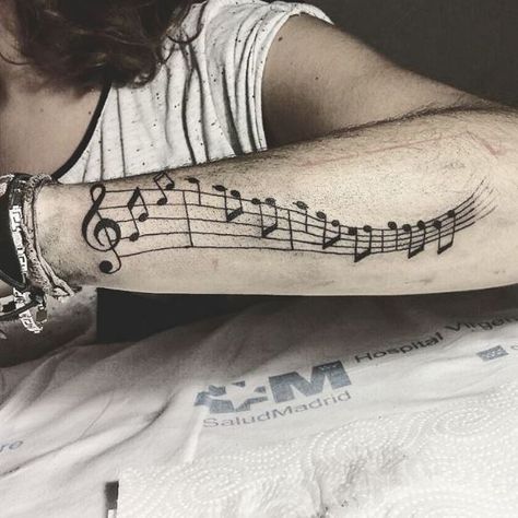 Cool Music Tattoos, Music Tattoos Men, Sheet Music Tattoo, Musician Tattoo, Microphone Tattoo, Music Tattoo Sleeves, Fake Tattoo Sleeves, Music Notes Tattoo, Music Note Tattoo