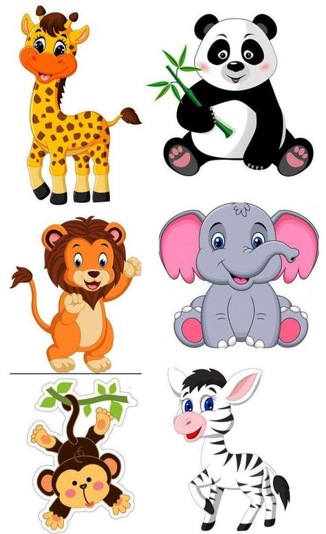 animals-hayvanlar Jungle Cartoon Animals, Animal Png Cartoon, Animal Theme Cakes For Kids, Topper Safari Baby, Jungle Theme Cake Topper, Animal Topper, Cute Animals Clipart, Animal Cake Toppers, Christmas Farm Animals