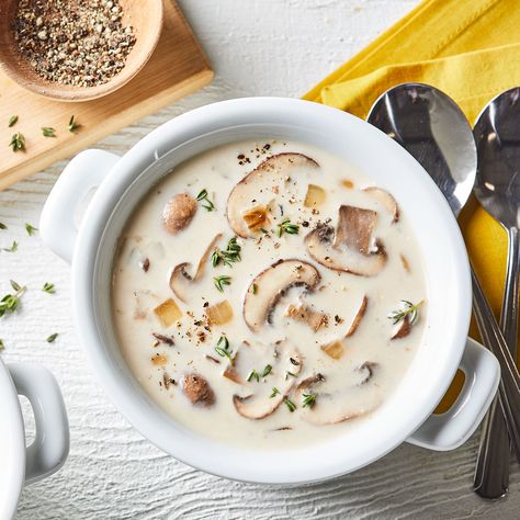 Creamy Cremini Mushroom Soup Creamy Mushroom Soup, Mushroom Soup Recipes, Beef Noodle Soup, Cream Of Mushroom Soup, Cremini Mushrooms, Cream Of Mushroom, Creamy Mushrooms, Vegetarian Soup, Beef And Noodles