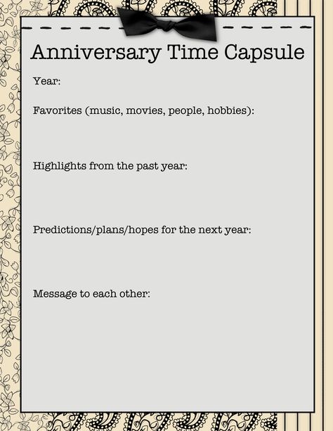 Anniversary Time Capsule, Wedding Anniversary Time Capsule, Couples Time Capsule Ideas, Cute Time Capsule Ideas, Couple Time Capsule, Make A Time Capsule, Wedding Time Capsule, Aniversary Gifts, Love Tips