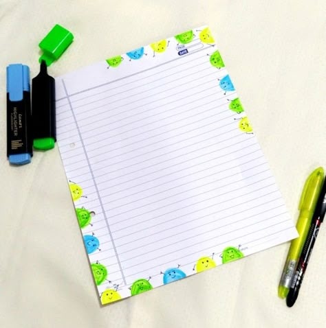 Highlight your pages Highlighter Border Design, Notebook Borders, Boarders Designs, Nursery School Activities, Boarders Designs For Projects, Creative Worksheets, Doodle Art For Beginners, Bulletin Journal, Book Art Projects