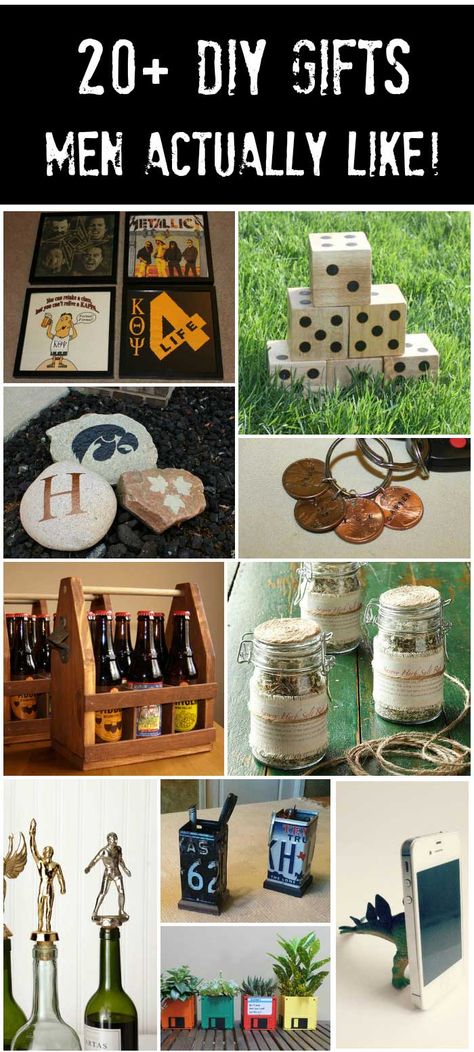 20+ DIY Gifts for Guys - that he'll actually like! Diy Gifts For Guys, Diy Gifts For Christmas, Diy Projects For Men, Diy Gifts For Men, Handmade Gifts For Men, Gifts For Guys, Gifts Men, Creative Diy Gifts, Diy Holiday Gifts