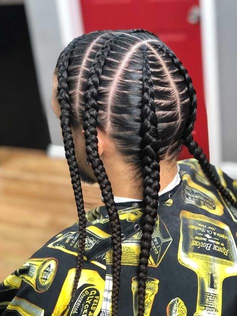 Braids long hair #womenhairstyle #hairdesign #hairstyle Braids For Men With Long Hair Mexican, Braided Hairstyles Men Long Hair, Mixed Guys Braids, Men’s Long Hairstyles Braids, Mens Long Hair Braid Styles, Long Braids On Men, Cornrows For Men Long Hair, Cornrolls Men, Men Long Braids Hairstyles