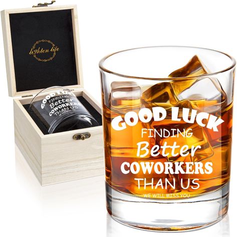 LIGHTEN LIFE Good Luck Finding Better Coworkers Than Us Whiskey Glass 360ml,Novelty Coworker Leaving Gift in Valued Wooden Box,Farewell Gift for Coworker Boss Colleague Friend Men Good Luck Finding Better Coworkers, Gifts For Male Coworkers, Gift For Coworker Leaving, Coworker Leaving Gift, Farewell Gift For Coworker, Coworker Leaving, Bosses Day Gifts, Gift For Coworker, Neuer Job