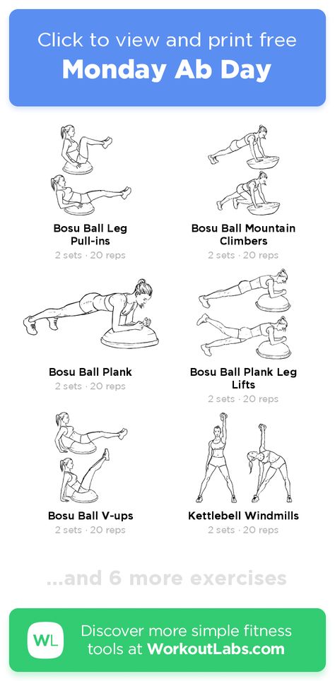 Monday Ab Day – click to view and print this illustrated exercise plan created with #WorkoutLabsFit Ab Day Workout Gym Women, Ab Day Workout Gym, Ab Day At The Gym, Ab Day Workout, Gym Programs, Fitness Templates, Total Ab Workout, Gym Program, Best Abdominal Exercises