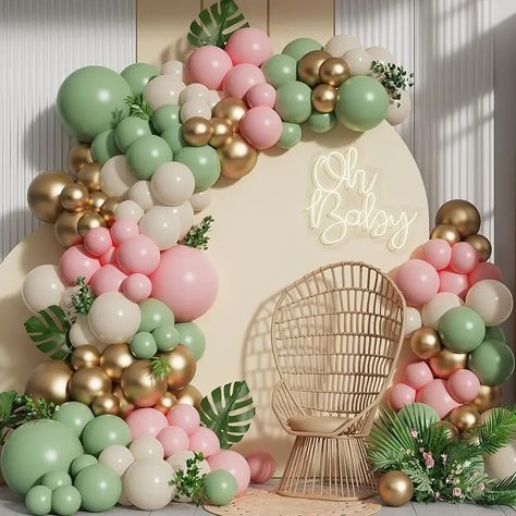 Embrace the sweetness and charm of our 'Bear-Themed Baby Shower Decorations'! From cuddly bear centerpieces to adorable woodland accents, our pins offer inspiring ideas to create a cozy and heartwarming atmosphere for your special celebration.Sage Green Pink Balloon Arch Garland Kit,137pcs Blush Pastel Pink and Green White Sand Gold Balloons Girl Woodland Baby Shower, Safari Birthday Party Decorations, Birthday 15, Baby Shower Unique, Woodland Party Decorations, Sage Green Baby Shower, Jungle Balloons, Baby Shower Balloon Arch, Baby Shower Garland