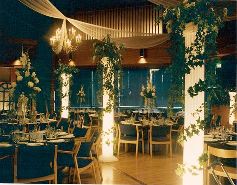 Decoration Ideas Pillars Decor, Hall Decoration Ideas, Pillar Decorations, Wedding Pillars, Decoration Ideas Wedding, Masquerade Prom, Wedding Reception Hall, Hall Decoration, Wedding Hall Decorations