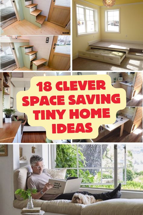 Living in a tiny home? Make every inch count with these 18 ingenious ideas! From foldable furniture to hidden storage, I’ve gathered my favorite solutions that maximize space without sacrificing style or comfort. Whether it’s a retractable ceiling bed, stairs with built-in storage, or modular wall units, each tip helps create a cozy, functional tiny home. Perfect for anyone starting their tiny home journey or looking for fresh inspiration to elevate their small living area. Tiny Homes Storage Ideas, Tiny House Creative Storage, Storage Ideas Tiny House, Tiny House Multipurpose Furniture, Versatile Furniture Space Saving, Tiny Spaces Organization, Small Space House Ideas, Living In A Small Space, Transforming Furniture Space Saving