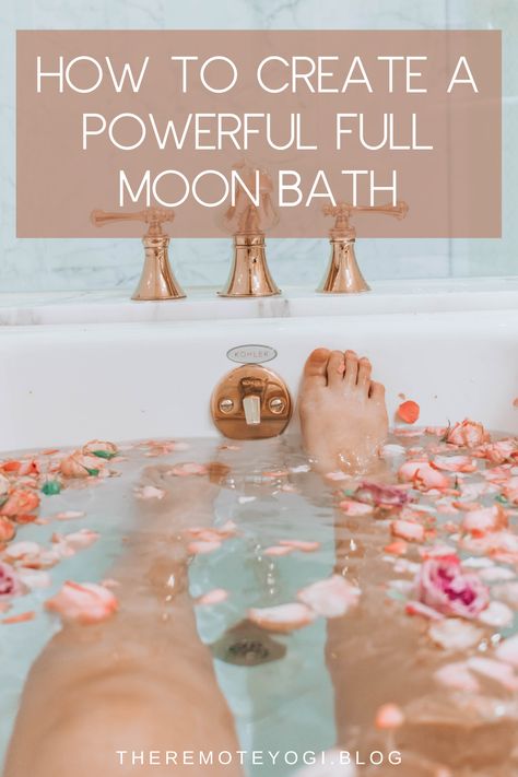 Hunter Moon Ritual Witchcraft, Energy Bath Ritual, Crystals For Full Moon Ritual, Moon Water Bath Ritual, Full Moon Bath Soak Recipe, New Moon Bath Recipe, Full Moon Cleansing Ritual, Full Moon Bath Recipe, New Moon Bath Ritual